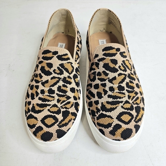 Steve Madden Women's Size 9.5 Knit Leopard Print Slip On Platform Sneaker Shoes - Picture 4 of 12